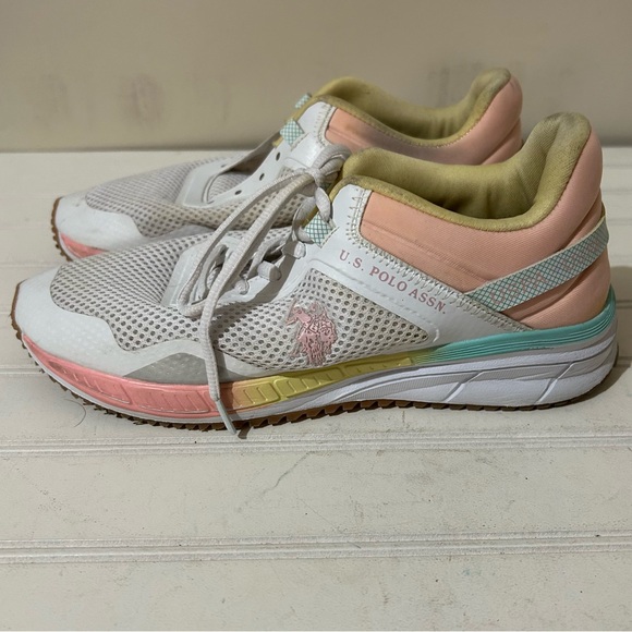 US Polo Assn Women’s Shoes 7.5 White Colorful Sneakers Retro Y2K Casual Exercise - Picture 1 of 15